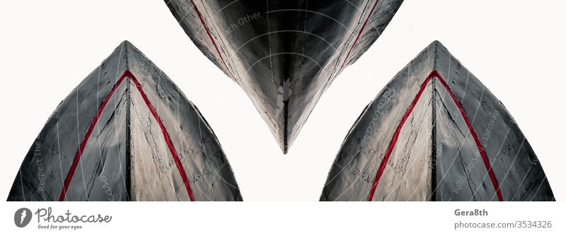 Fragment eines alten Schiffes auf weißem Hintergrund abstrakt Abstraktion Akzent Winkel Architektur schwarz Boot Gesäß abschließen Kopie dunkel Design