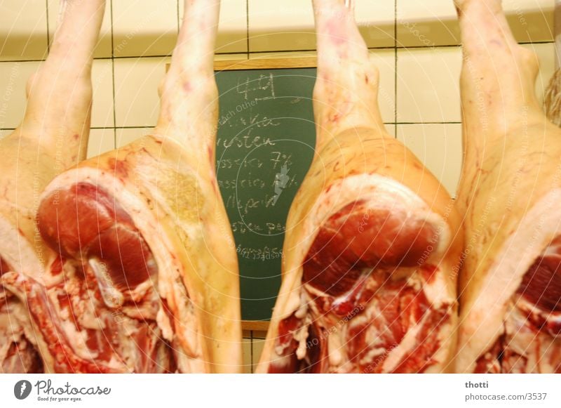 Schweinehälften Fleisch Metzger Metzgerei Lebensmittel Ernährung Fliesen u. Kacheln