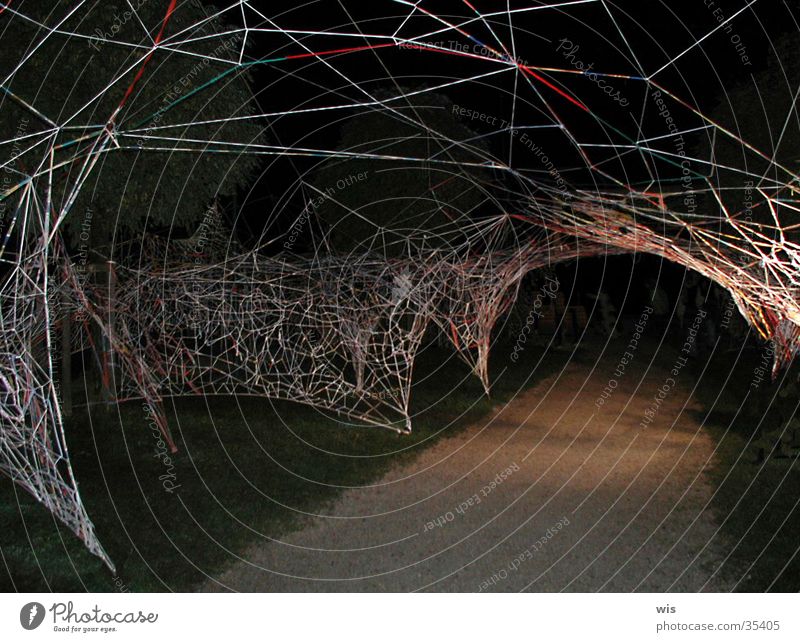 netzwerk Skulptur Nacht Licht Stoff Handwerk Netz