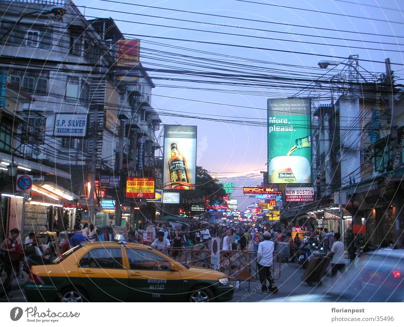 Khao San Road Bangkok Dämmerung Thailand Neonlicht Erfolg
