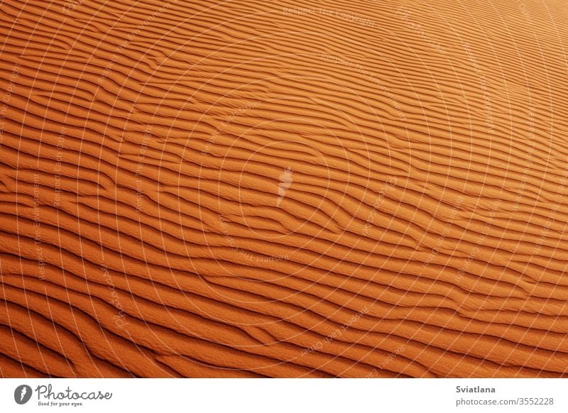 Gewellte Sandtextur auf den Dünen in der Wüste. Blick von oben Farbe Abenteuer Afrika Afrikanisch arabisch Hintergrund schön blau wüst trocknen Ägypten leer