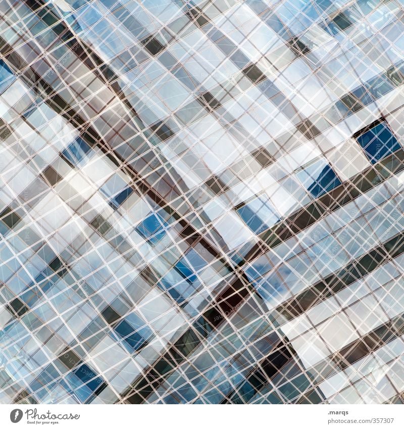 Vernetzt elegant Stil Design Fassade Fenster Glas Metall Linie außergewöhnlich Coolness einzigartig modern verrückt Irritation Zukunft Doppelbelichtung Farbfoto