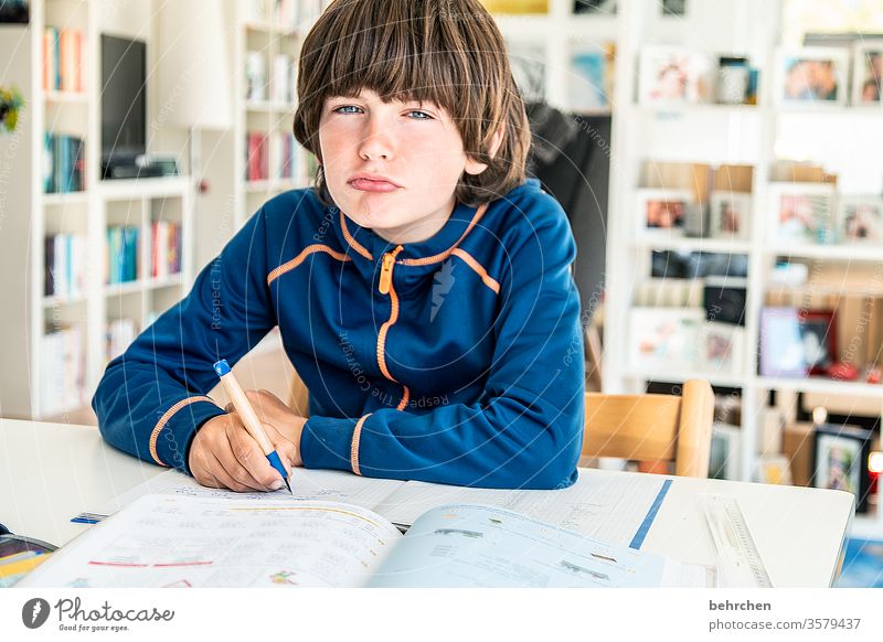 homeschooling | für biti;) zu Hause zu Hause bleiben Stift Familie Farbfoto Tag Gesicht Kindheit Junge Nahaufnahme Innenaufnahme Licht Kontrast Porträt