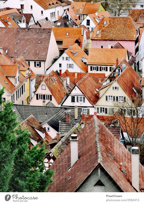 Altstadt von Tübingen Großstadt Architektur Stadt Gebäude Altbau Farbfoto Reisefotografie Tourismus Ferien & Urlaub & Reisen Dach Fassade Kultur Historisch,