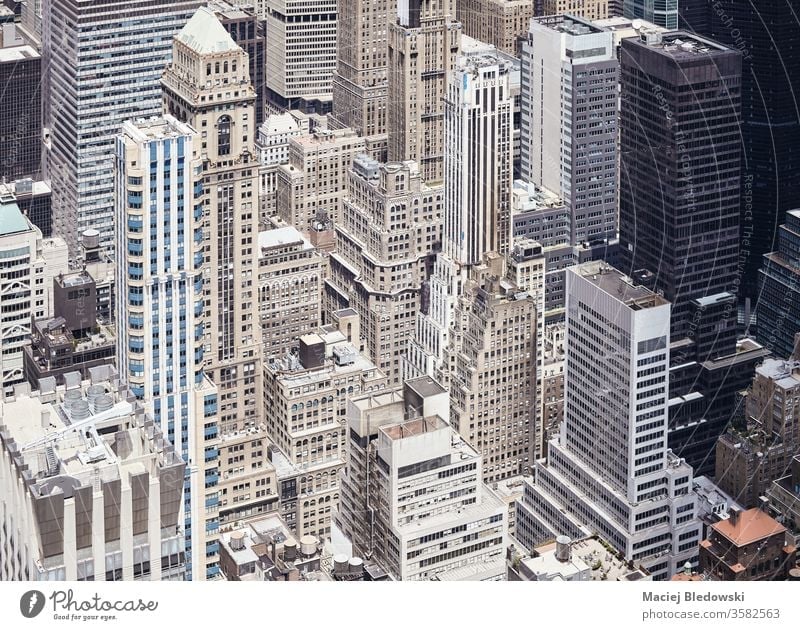 New York City diverse Architekturen, USA. Wolkenkratzer amerika Manhattan Gebäude Stadtzentrum neu Großstadt urban hoch Außenseite Luftaufnahme Turm oben
