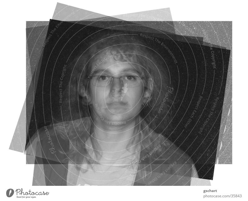 vielschichtig schwarz weiß positiv Porträt Mensch Schwarzweißfoto übereinander kopiert