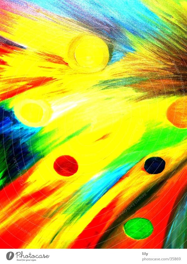 abstrakte Malerei Ölfarbe Gemälde mehrfarbig streichen Farbe bemalte Leinwand Bild Wildtier Dynamik