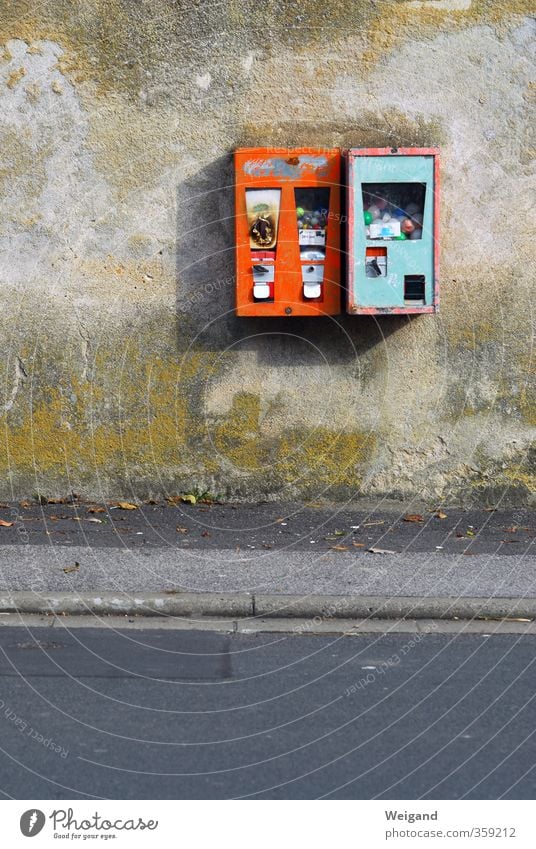 6 Richtige Spielzeug Kitsch Krimskrams kaufen alt Coolness retro orange Leidenschaft sparsam Werbung Kaugummi Automat Kaugummiautomat Pfennige Cent Geldmünzen