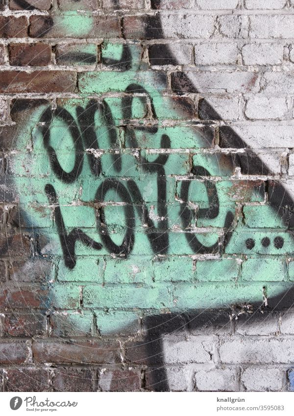 One Love... Liebe Graffiti Gefühle Verliebtheit Romantik Außenaufnahme Mauer Wand Farbfoto Gedeckte Farben Schriftzeichen Menschenleer Tag Nahaufnahme