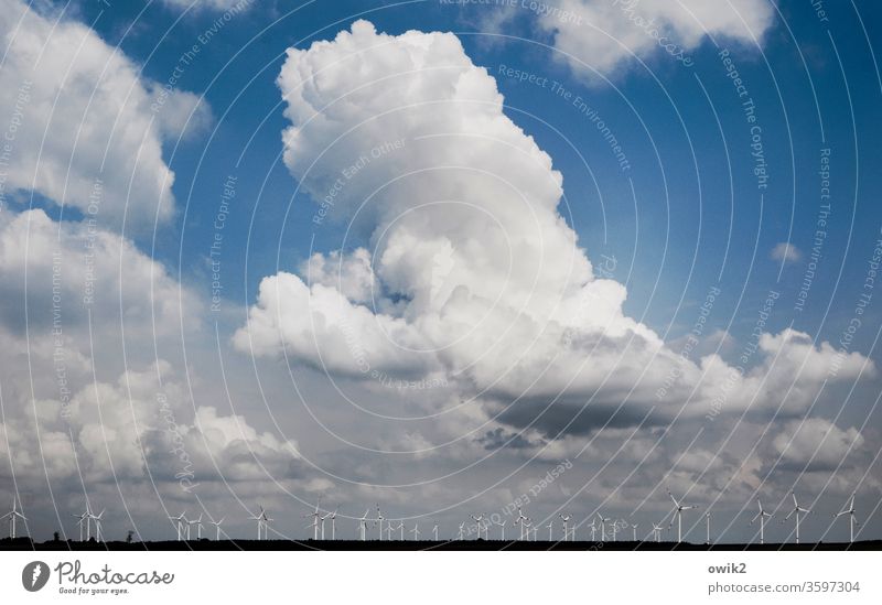 Wattebausch Wolken wolkengebilde Himmel Horizont Tüttelmasten Windkraftanlage viele Flachland Fläming Teltow-Fläming Brandenburg Landkreis Teltow-Fläming