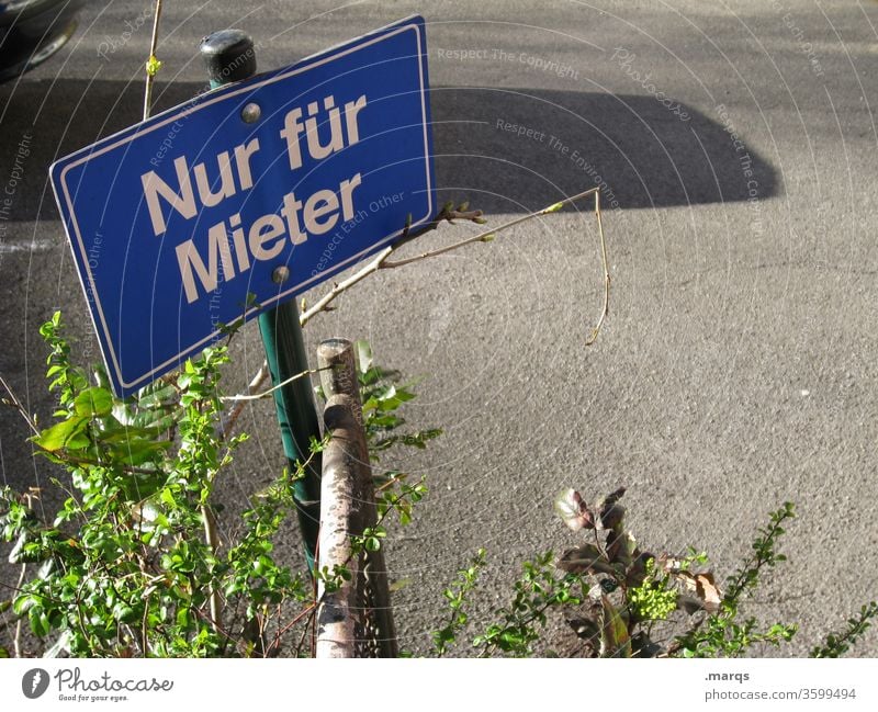 Nur für Mieter Schilder & Markierungen Hinweisschild Schriftzeichen nur für mieter Parkplatz reserviert Straße StVO