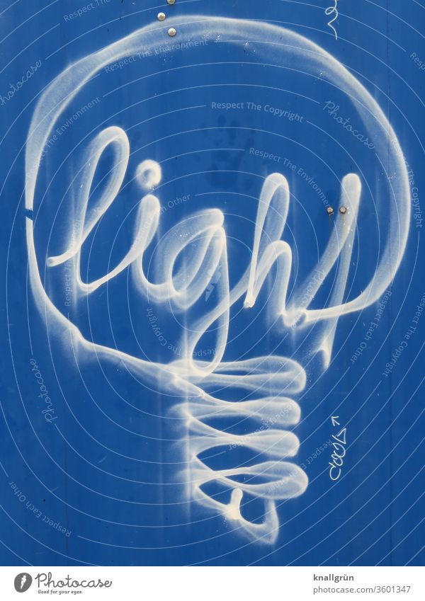 Light Graffiti Glühbirne light Kunst Licht Beleuchtung hell Lampe Elektrizität Technik & Technologie Farbfoto blau weiß Buchstaben Wort Letter Typographie