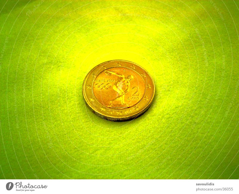 Olympionike der Diskuswerfer  2 Euro Münze Griechenland Geldmünzen grün Europa Olympiade Kapitalwirtschaft Arbeit & Erwerbstätigkeit Sport Spielen numismatik