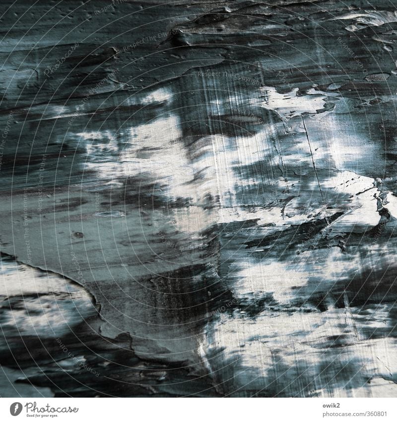 Wellenlänge Kunst Kunstwerk Gemälde dunkel nah trocken blau grau schwarz weiß Ölfarbe Spuren Kratzer Schabtechnik grob einfach tiefgründig Andeutung Jazz