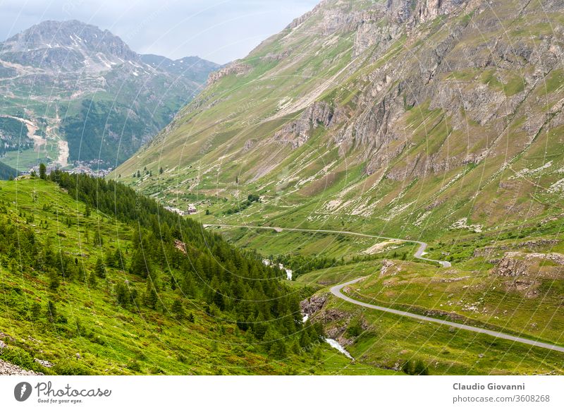 Col de l'Iseran (Französische Alpen), im Sommer Europa Cloud Farbe Konifere Tag Frankreich grün horizontal iseran Juli Landschaft Berge u. Gebirge natürlich
