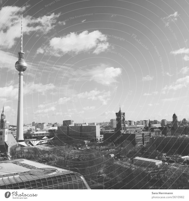 Berlin von oben Berliner Fernsehturm Berliner Dom Kultur Himmel Wolken Wahrzeichen