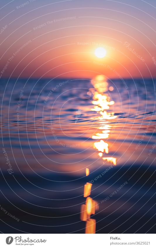Bilderbuch Sonnenuntergang an der Nordseeküste Meer Strand Wasser Himmel Wellen Küste Wolken Dämmerung Sommer Reflexion & Spiegelung Sonnenlicht