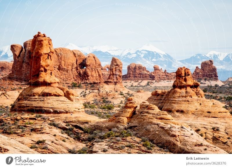 Erstaunliche Landschaft im Arches-Nationalpark in Utah Park Bogen national Felsen USA malerisch Moab amerika Erosion Geologie Sandstein wüst Bögen natürlich rot