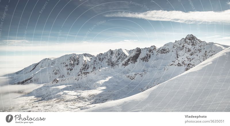 Schöne Aussicht auf die Berge in der winterlichen Tatra Berge u. Gebirge Winter Landschaft Ambitus reisen Schnee im Freien Natur Himmel Gletscher Eis Bergspitze