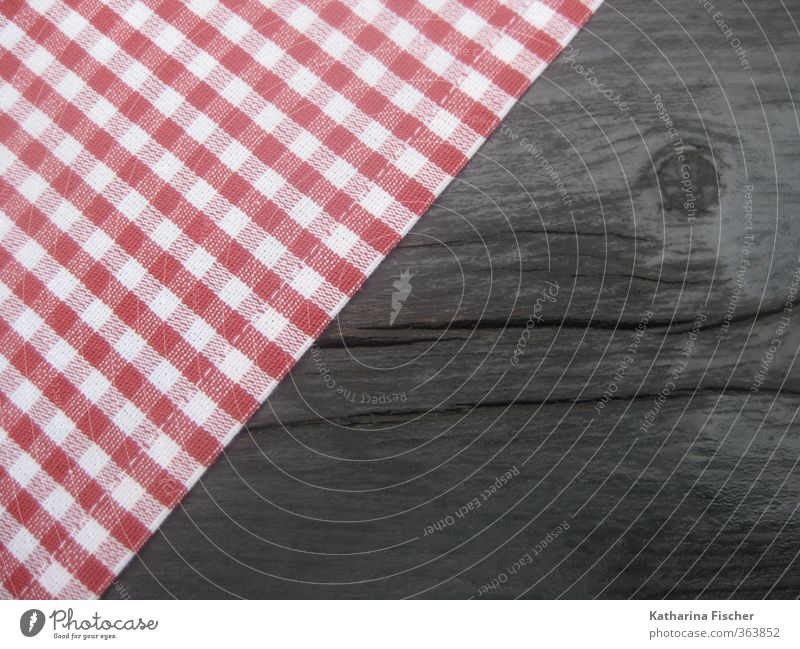 kleinkariert Ernährung Feste & Feiern Oktoberfest Jahrmarkt Holz braun rot schwarz weiß Stoff Tisch Tischwäsche Tischplatte Tischdekoration Baumwolle Textilien
