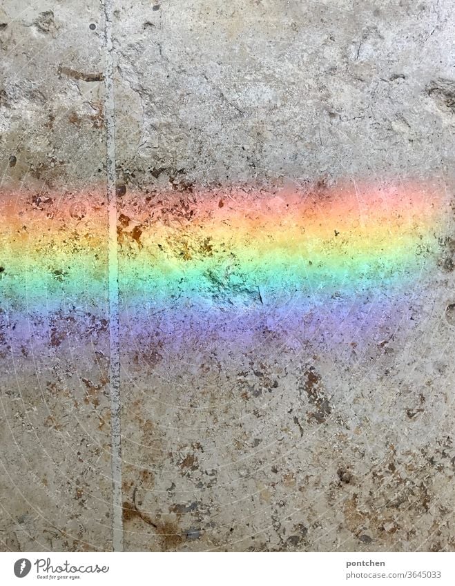 Ein bunter Regenbogen auf einer Steinfließe. Symbolik. Hoffnung, Freude boden steinfließe hoffnung farben symbolik freude vielfalt LBGTQ Respekt toleranz