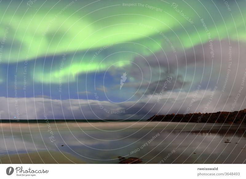 Polarlicht - Polarlichter - Nordlichter - Nordlichter über dem Strand von Bleik. Andoya-Insel-Vesteralen-Norwegen. 0049 Aurora Aurora Polaris Nachthimmel