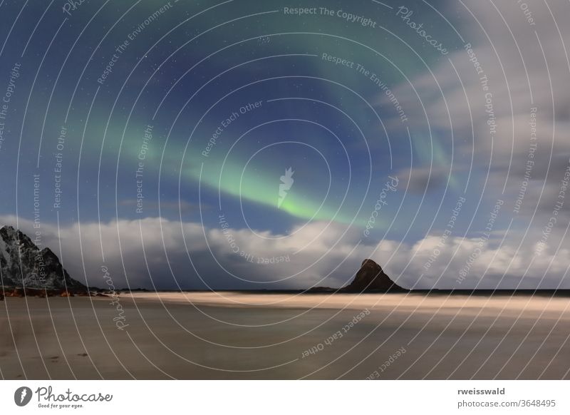 Polarlicht - Polarlichter - Nordlichter - Nordlichter über dem Strand von Bleik. Andoya-Insel-Vesteralen-Norwegen. 0052 Aurora Aurora Polaris Nachthimmel
