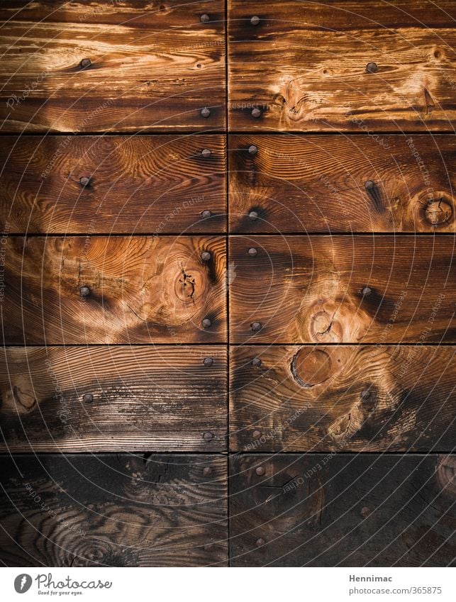 Unbehandelt. Kunst Natur Holz alt braun grau schwarz Stil Vergänglichkeit Maserung Schiffsplanken Strukturen & Formen Nagel Detailaufnahme Tür vertäfelt