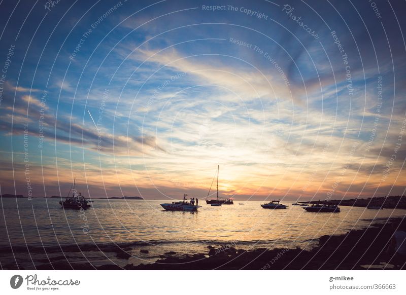 Ibiza Sunset Ferien & Urlaub & Reisen Freiheit Meer Insel Wasser Himmel Wolken Horizont Sonnenaufgang Sonnenuntergang Sommer Mittelmeer genießen ästhetisch