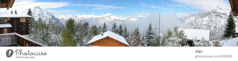 Panorama Eggberge Panorama (Aussicht) Schweiz Chalet Wolken Berge u. Gebirge Alpen Wolkendynamik groß Panorama (Bildformat)