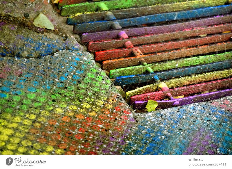 Farbraster Farbe Farbstoff Farbenspiel regenbogenfarben Kreativität Lifestyle lustig Fußmatte Gitterrost verrückt mehrfarbig innovativ Kunst Muster