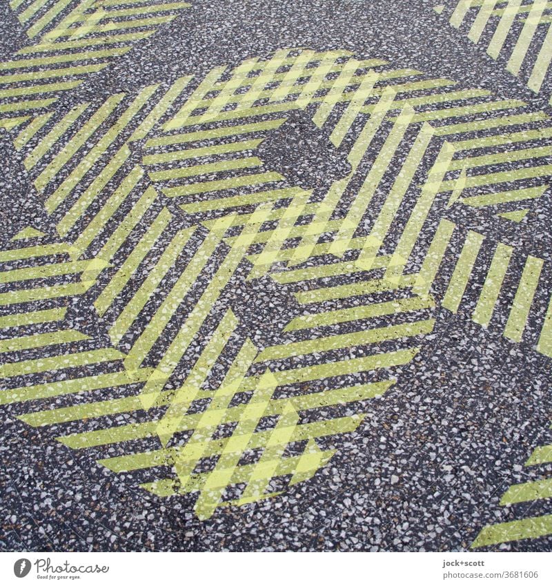 RS SR Doppelbelichtung Bodenmarkierung neonfarbig abstrakt Muster Strukturen & Formen Design Buchstaben Silhouette Experiment Detailaufnahme gelb Wege & Pfade