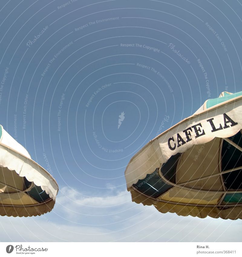 CAFE LA LA LA ...[666] Freude Erholung Ferien & Urlaub & Reisen Ausflug Sommerurlaub Strand Strandbar Himmel Schönes Wetter Lebensfreude Schutz Wetterschutz