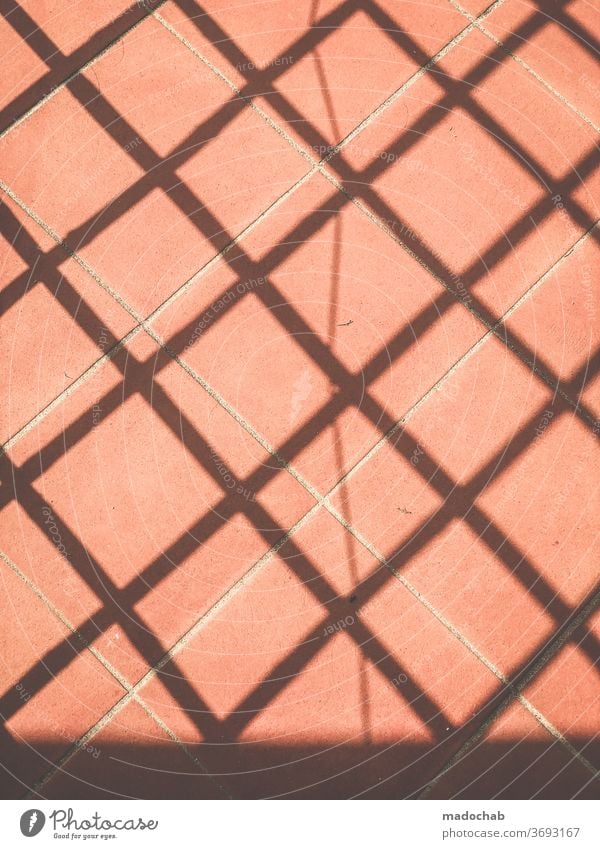 Muster Kacheln Schatten Fliesen u. Kacheln Bodenbelag Strukturen & Formen abstrakt Mosaik Design Menschenleer Linie Quadrat Hintergrundbild
