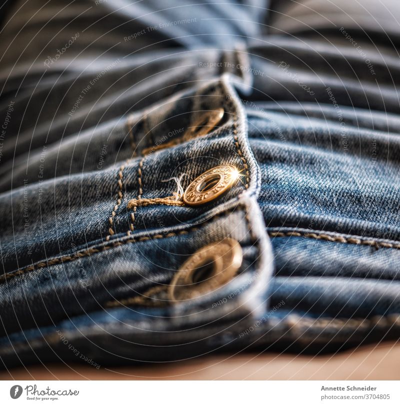 Jeansknöpfe Jeanshose Hose Mode Nahaufnahme Baumwolle Textil lässig Stoff Bekleidung Stil Knöpfe