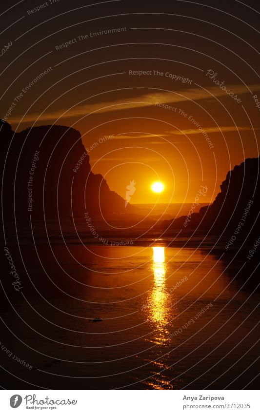 Sonnenuntergang am Strand Wasserspiegelung Strandleben Reisefotografie Himmel Ferien & Urlaub & Reisen Sommerabend Sommerurlaub Küste Reflexion & Spiegelung