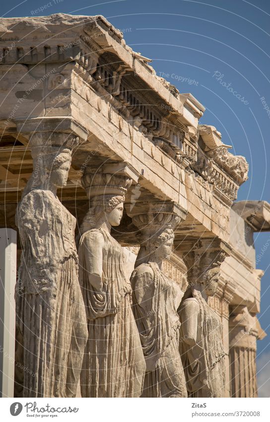 Akropolis in Athen Griechenland Statuen Detailaufnahme Nahaufnahme Architektur Gebäude alt Europa Anziehungskraft berühmt Ort Tourist touristisch Denkmal