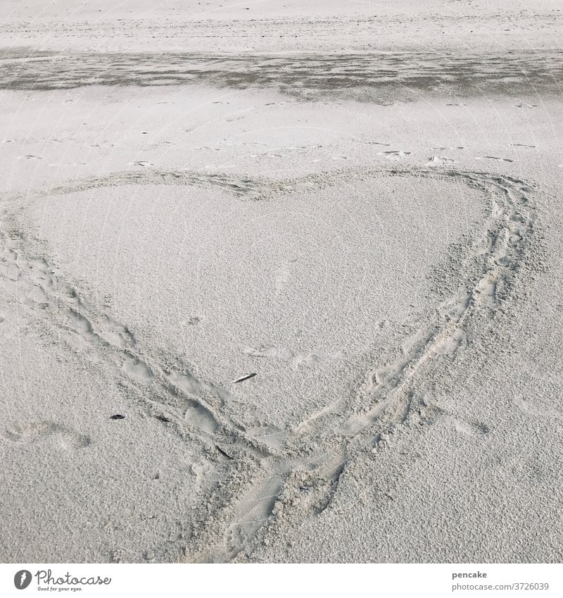 hier und jetzt Herz Sand Symbol Nordsee Dänemark Strand Urlaub Ferien & Urlaub & Reisen Menschenleer Urelemente Umwelt Gefühle ästhetisch