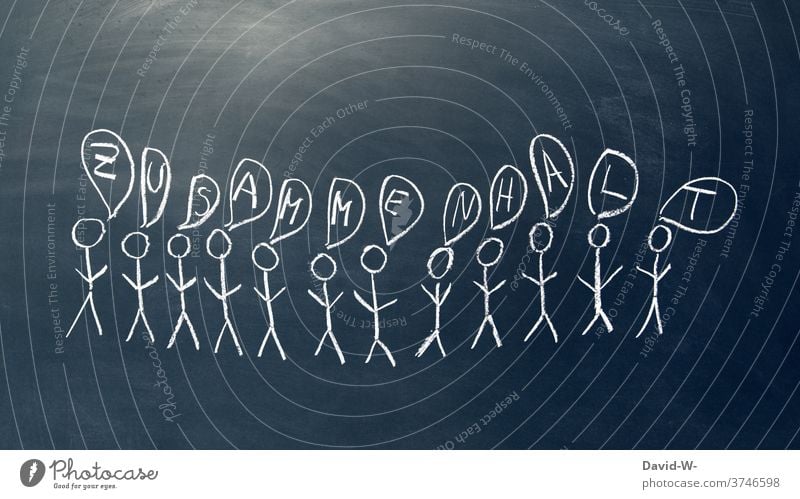 Meschen und zusammenhalt Menschenmenge gemeinsam Teamwork gemeinschaftlich Gesellschaft (Soziologie) Strichmännchen Erfolg Zeichnung Einigkeit Verbindung