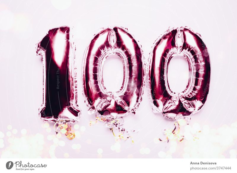 Ballonfahne zur Feier des 100-jährigen Jubiläums Luftballon Silber mag Gefolgsleute Nummer 100. Jahrestag einhundert Geburtstag Glückwünsche Air Dekor
