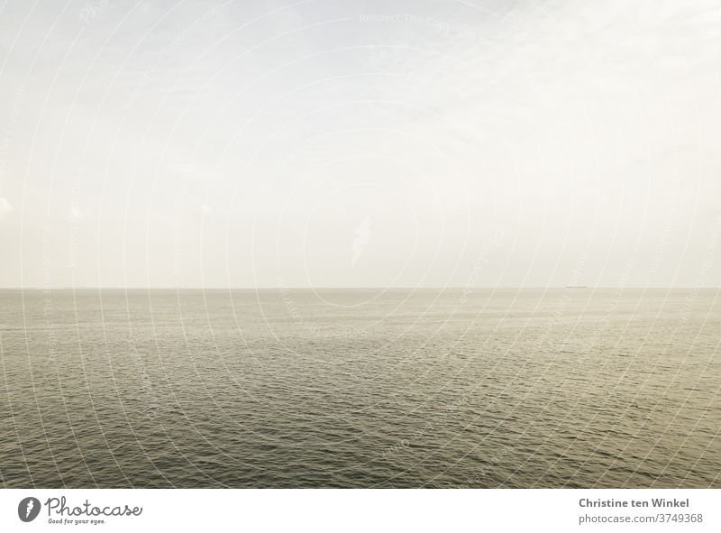 Blick auf die Nordsee bei trübem Wetter und diffusem Licht trübes Wetter diffuses licht Wasser Wellen Wattenmeer Meer Küste Horizont Ferien & Urlaub & Reisen