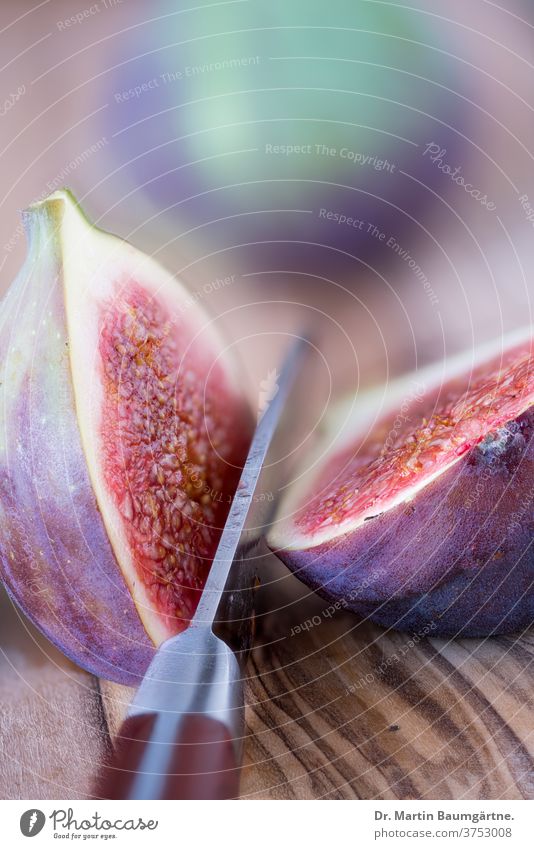 Feigen halbieren Frucht Obst Samen Messer