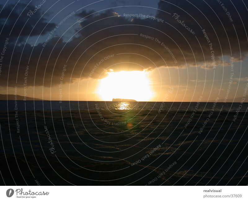 Maui - sonnenuntergang Sonnenuntergang Meer Ferien & Urlaub & Reisen Wasser orange