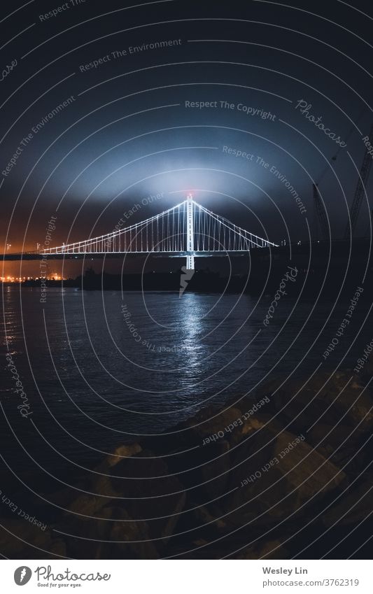 San Francisco Bay Bridge Brücke Nacht Wasser Meer Langzeitbelichtung dunkel Reflexion & Spiegelung Architektur Licht Nachtaufnahme Beleuchtung