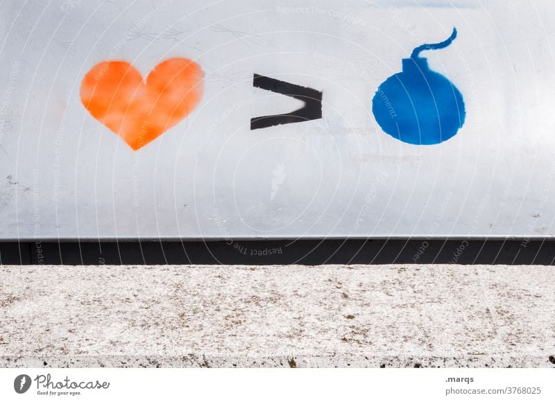 Back to Love Graffiti Bombe Krieg Gewalt Politik & Staat Liebe Gegensätze Gegenteil Symbole & Metaphern Herz Frieden Hoffnung Pazifist