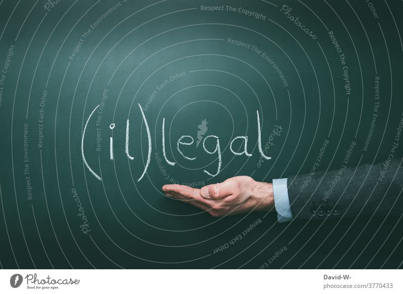 illegal oder legal hand deuten unsicher strafbar Gesetz Grauzone wort ungesetzlich