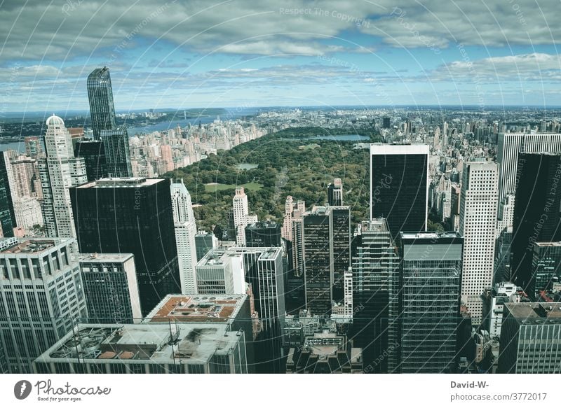 der Central Park in New York City von oben Amerika metropole gigantisch Hochhäuser USA New York State riesig wolkenkratzer Architektur Großstadt