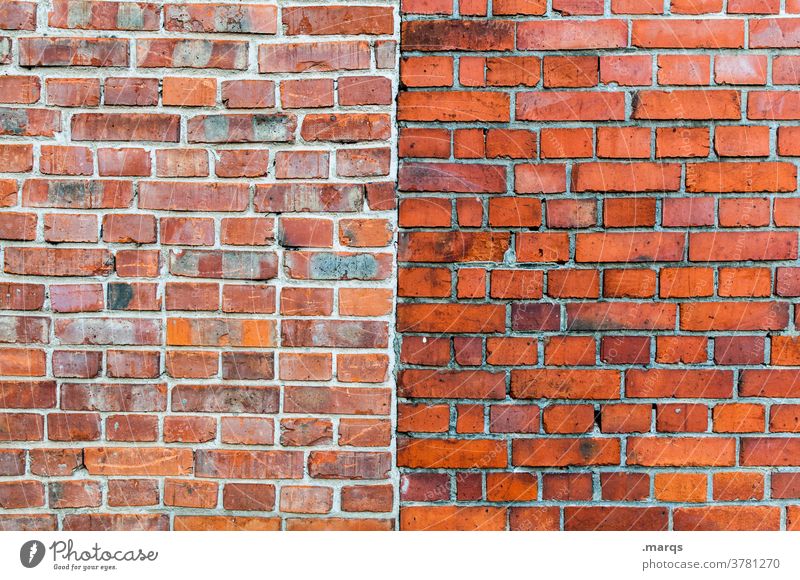 Backsteinmauer Backsteinwand Wand Strukturen & Formen einfach Trennung Muster Mittellinie Hintergrundbild bauen Nahaufnahme