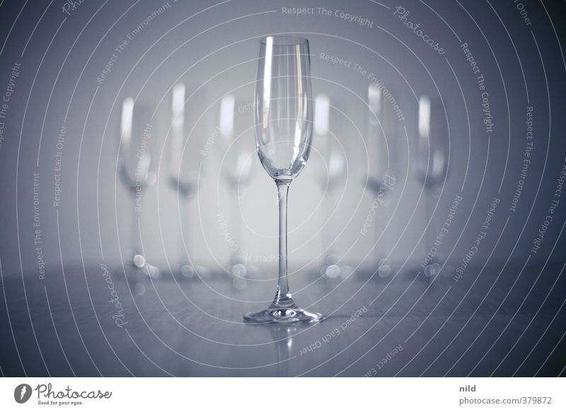 Sektempfang Alkohol Prosecco Champagner Sektglas elegant Stil Design Veranstaltung Feste & Feiern Glas kalt blau grau 7 Mitte Vignettierung Farbfoto