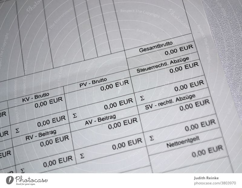 Lohnzettel Lohnabrechnung Null Euro Corona kein Verdienst ohne Arbeit Leben in der Krise